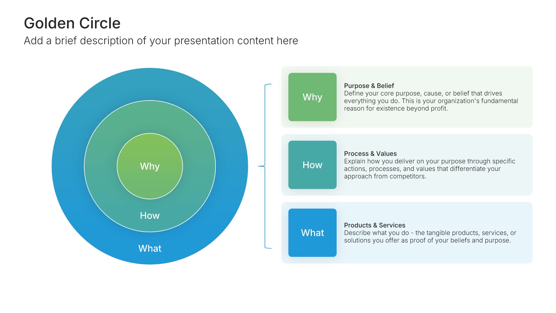 Golden circle template slide, layout 01