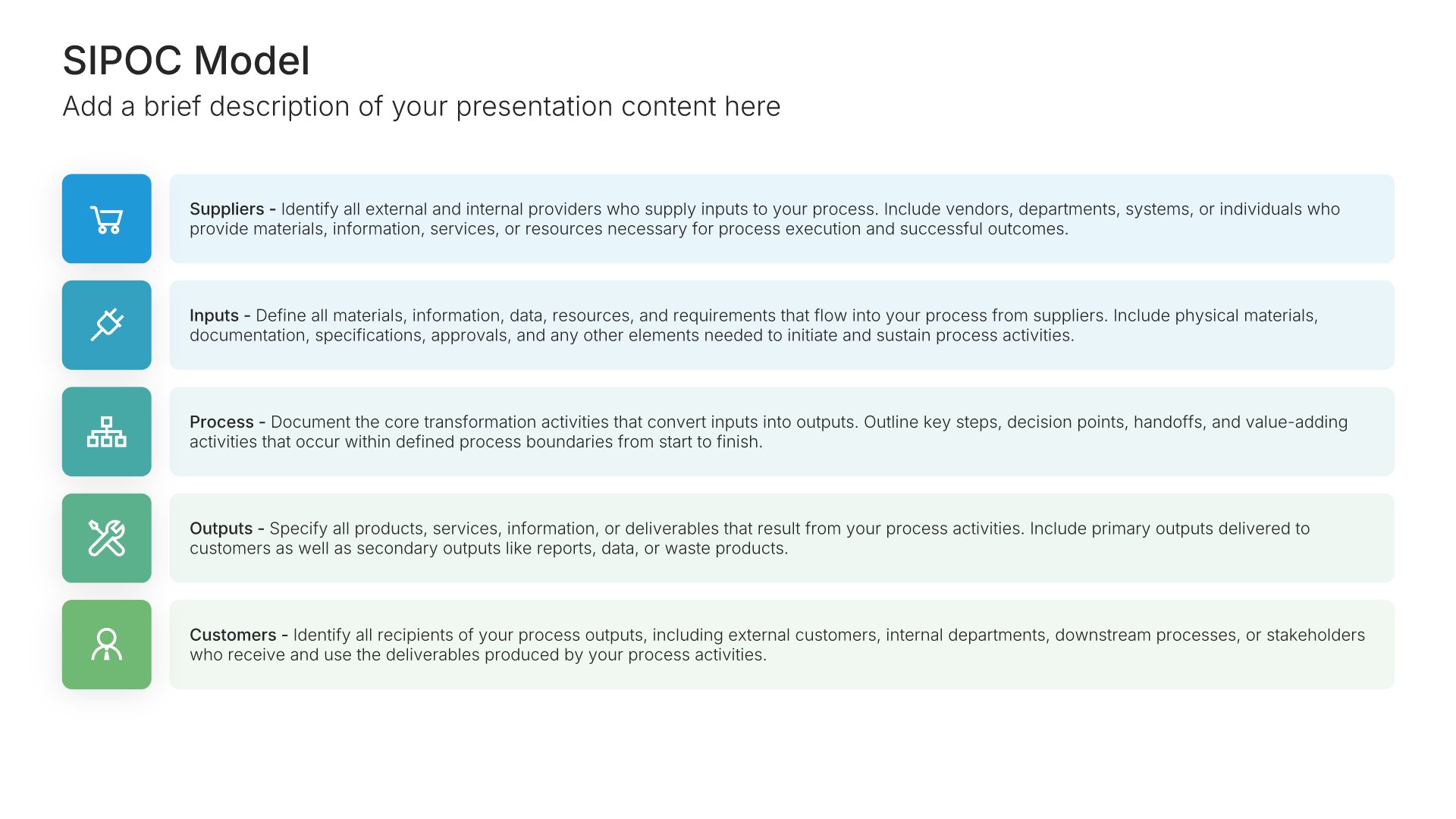 SIPOC template slide, layout 01